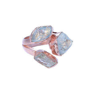 Sabyavi Ring Gold Rough Fluorite Cluster Ring Sterling Silver