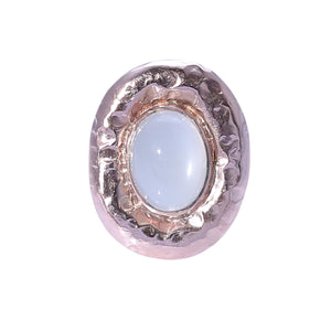Sabyavi Ring Rose Gold Textured Moonstone Oval Ring Sterling Silver