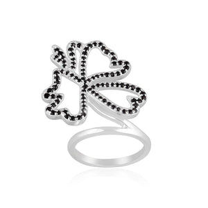 Sabyavi Ring Butterfly Ring in Black Cubic Zirconia Sterling Silver