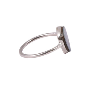 Sabyavi Ring Rose Gold Triangle Opal Bezel Set Ring Sterling Silver